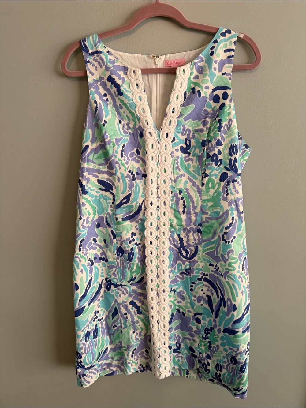 Lilly Pulitzer Aqua, Lavender & Navy Printed Mini Dress